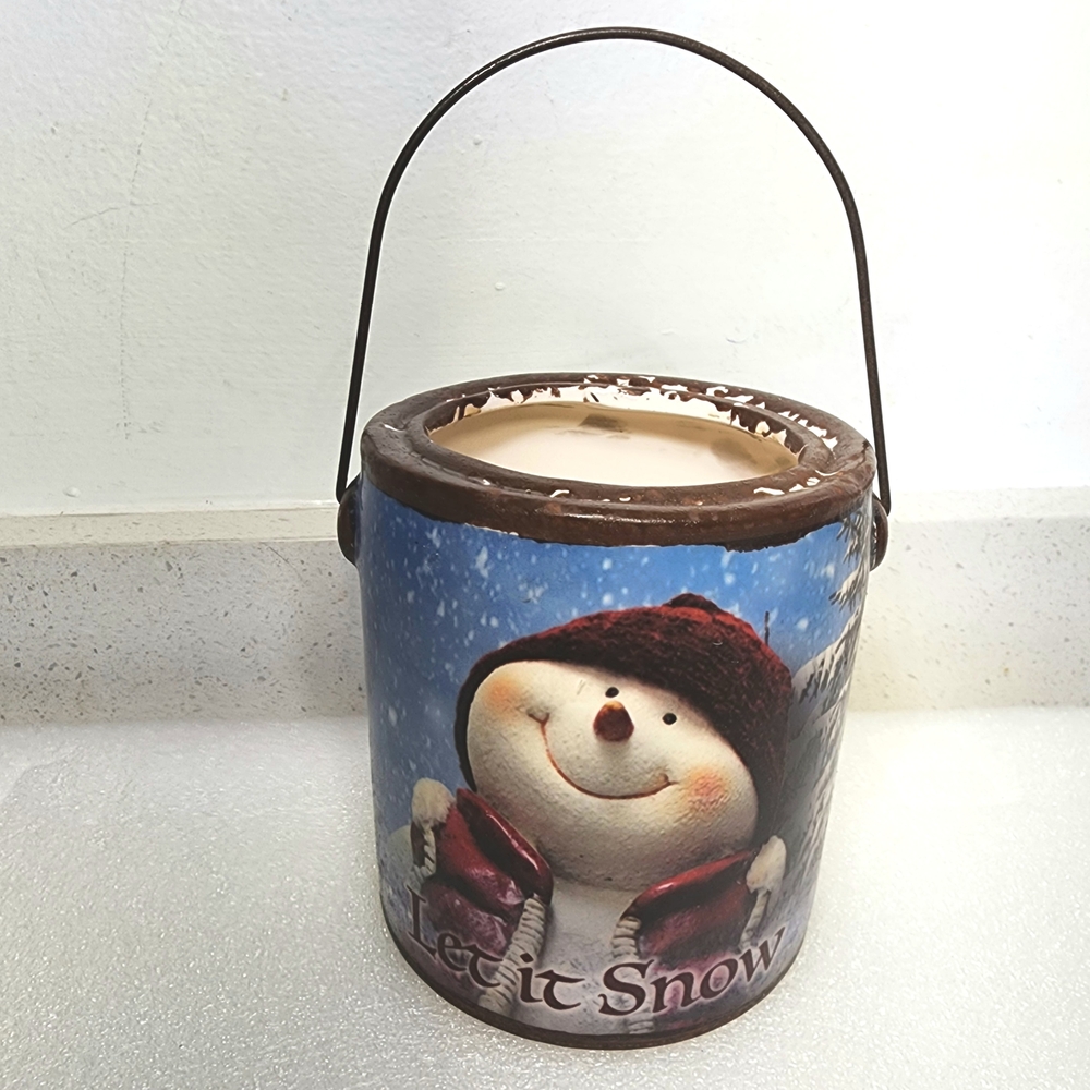 Snowman Ceramic Candle Holder With Handle